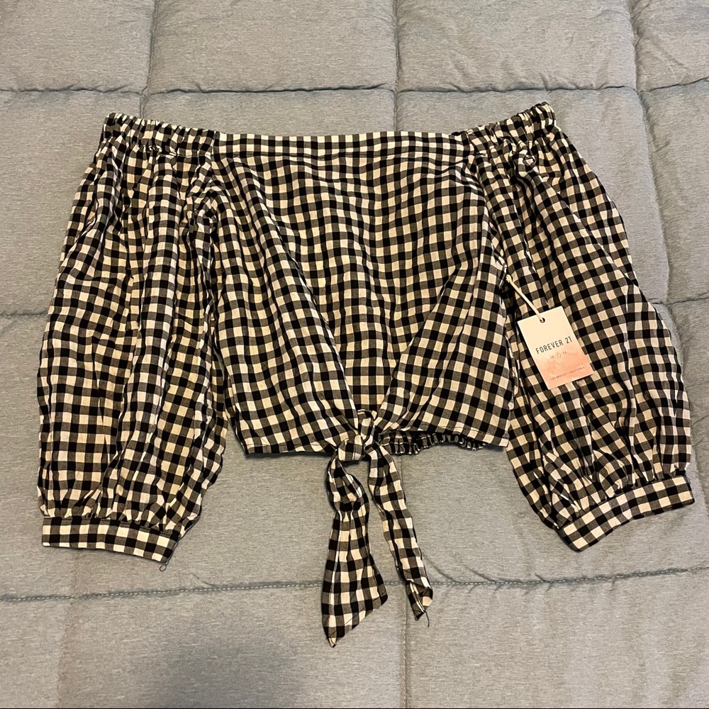 NWT forever 21 checkered b&w strapless top